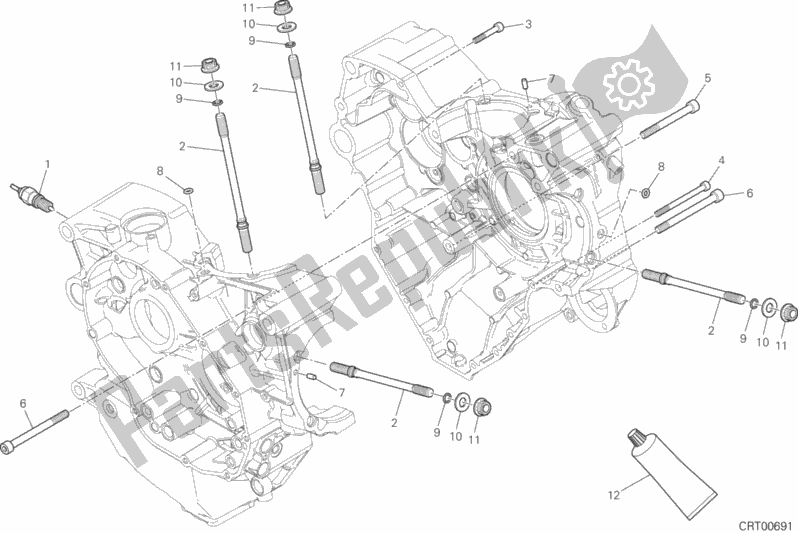 All parts for the 10a - Half-crankcases Pair of the Ducati Multistrada 1200 Touring 2017